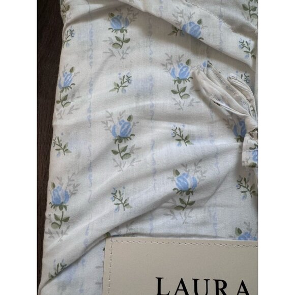 NEW Laura Ashley Sweet Buds- Blue Floral/ Stripes QUEEN Sheet Set Farmhouse - Picture 3 of 8